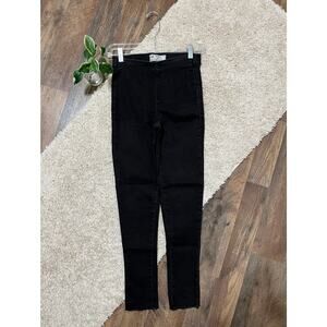 Free People Size 24 Black Raw Hem High Waisted Ankle Length Pull On Skinny Jeans